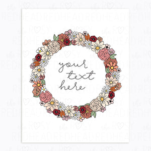 The-Rosy-Redhead-Art-Print-Floral Wreath-Custom-Fall Decor