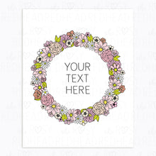 Load image into Gallery viewer, The-Rosy-Redhead-Art-Print-Floral Wreath-Custom-Pink flowers