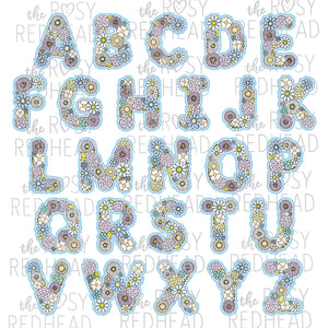 The Rosy Redhead-Floral Alphabet-Blue