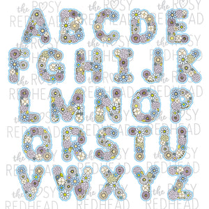 The Rosy Redhead-Floral Alphabet-Blue
