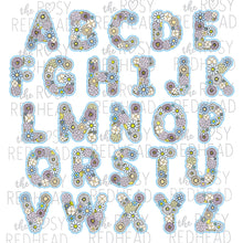 Load image into Gallery viewer, The Rosy Redhead-Floral Alphabet-Blue