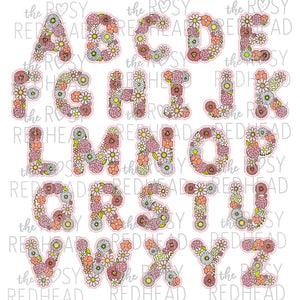 The Rosy Redhead-Floral Alphabet-Pink
