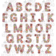 Load image into Gallery viewer, The Rosy Redhead-Floral Alphabet-Pink