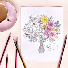 Load image into Gallery viewer, The Rosy Redhead Free Floral Coloring Sheet activity