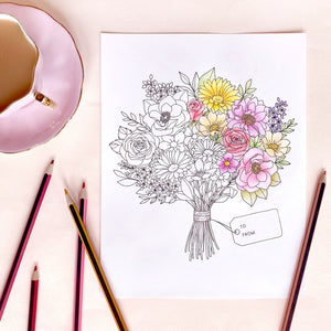 The Rosy Redhead Free Floral Coloring Sheet activity