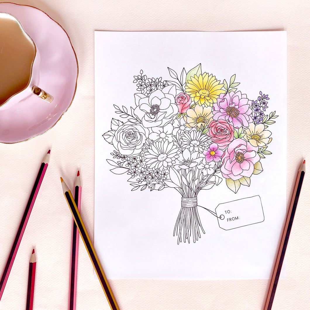 The Rosy Redhead Free Floral Coloring Sheet activity