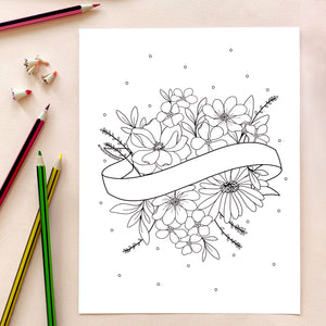 The Rosy Redhead Free Floral Coloring Sheet activity