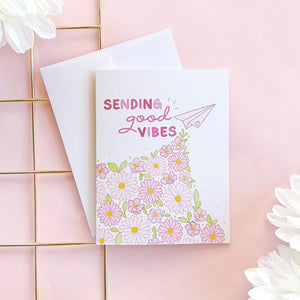 The Rosy Redhead Greeting Card cute floral good vibes