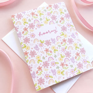 The Rosy Redhead Greeting Card floral fun hooray