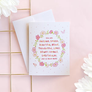 The Rosy Redhead Greeting Card cute floral encouragement