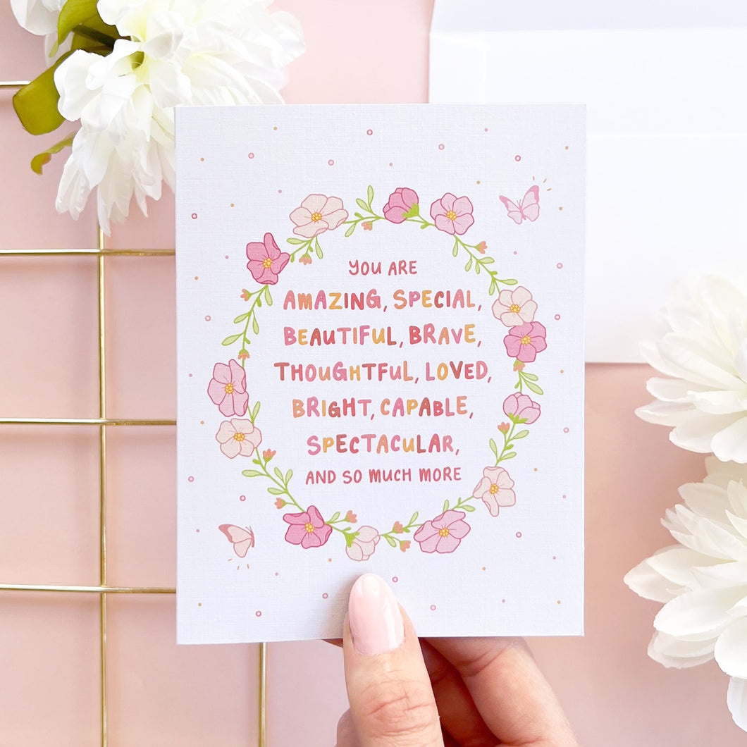 The Rosy Redhead Greeting Card floral thoughtful