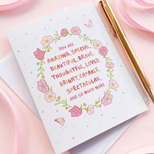 The Rosy Redhead Greeting Card floral thoughtful