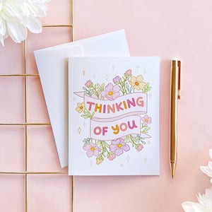 The Rosy Redhead Greeting Card cute floral thinking of you