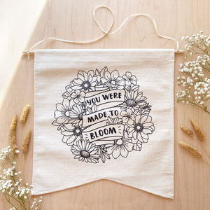 The Rosy Redhead-Hanging Canvas-Floral Bloom Positivity Banner