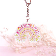 Load image into Gallery viewer, The Rosy Redhead Acrylic Keychain Rainbow Positivity