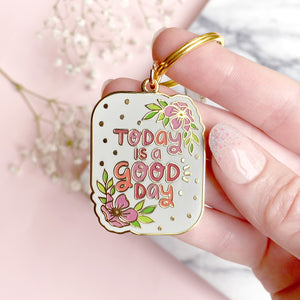 The Rosy Redhead Key chain enamel gold positive affirmation