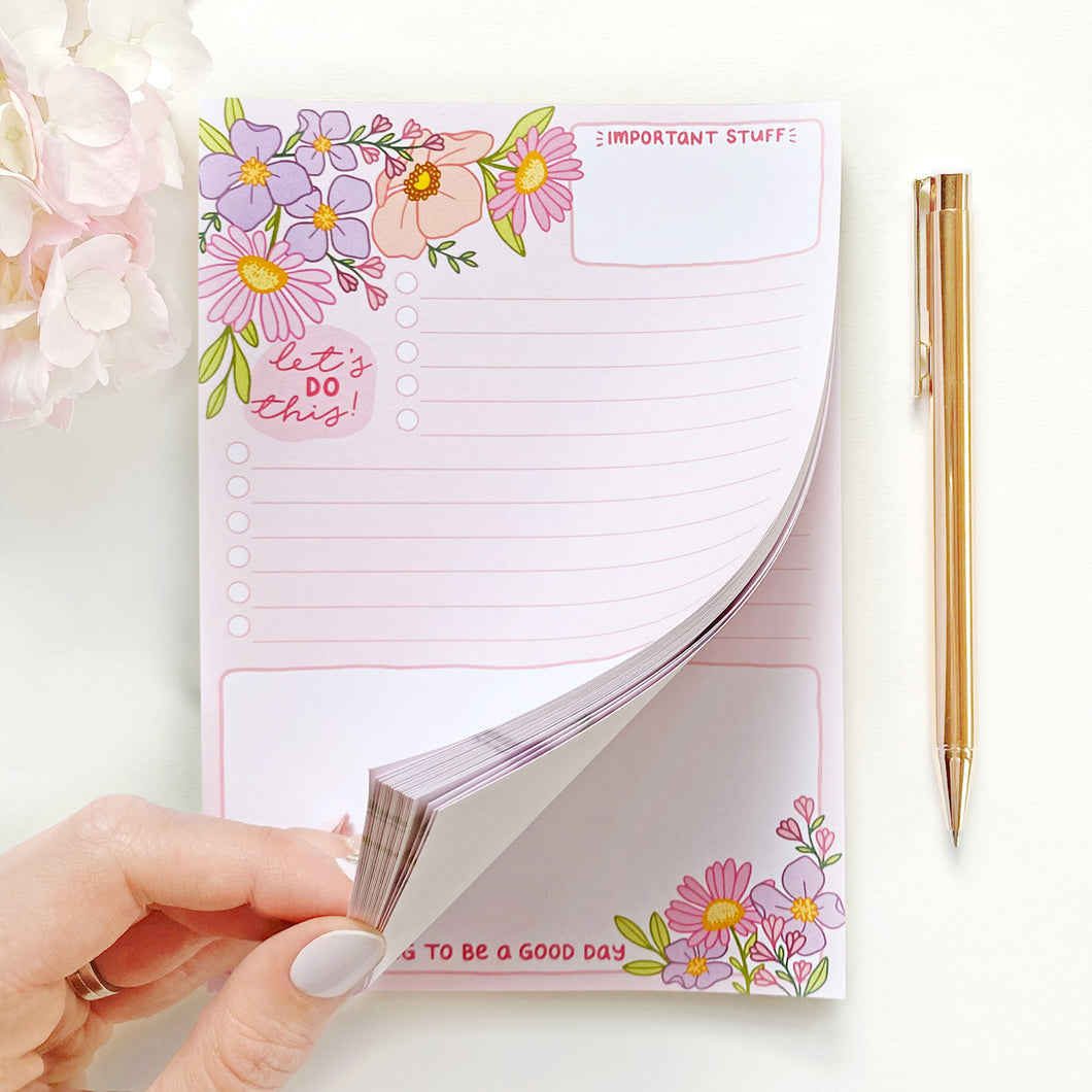 The Rosy Redhead Floral Desk Notepad  Edit alt text