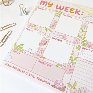 The Rosy Redhead Weekly Cute Happy Notepad