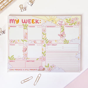 The Rosy Redhead Weekly Cute Happy Notepad