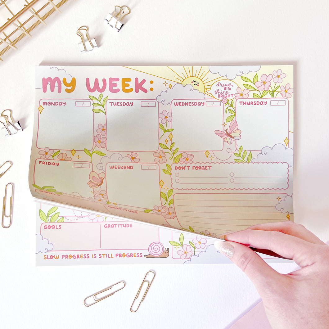 The Rosy Redhead Weekly Cute Happy Notepad