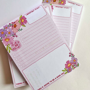The Rosy Redhead Oopsie floral notepad