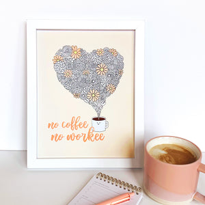 The Rosy Redhead Coffee Quote Cute print