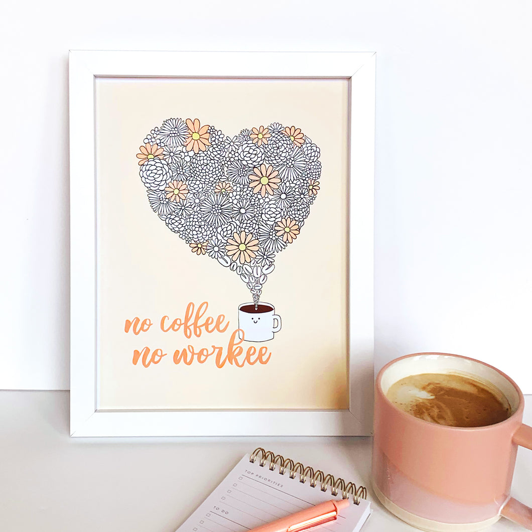 The Rosy Redhead Coffee Quote Cute print