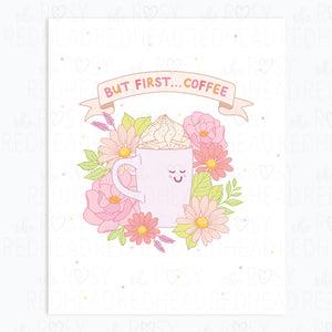 The Rosy Redhead-Cute coffee first art print