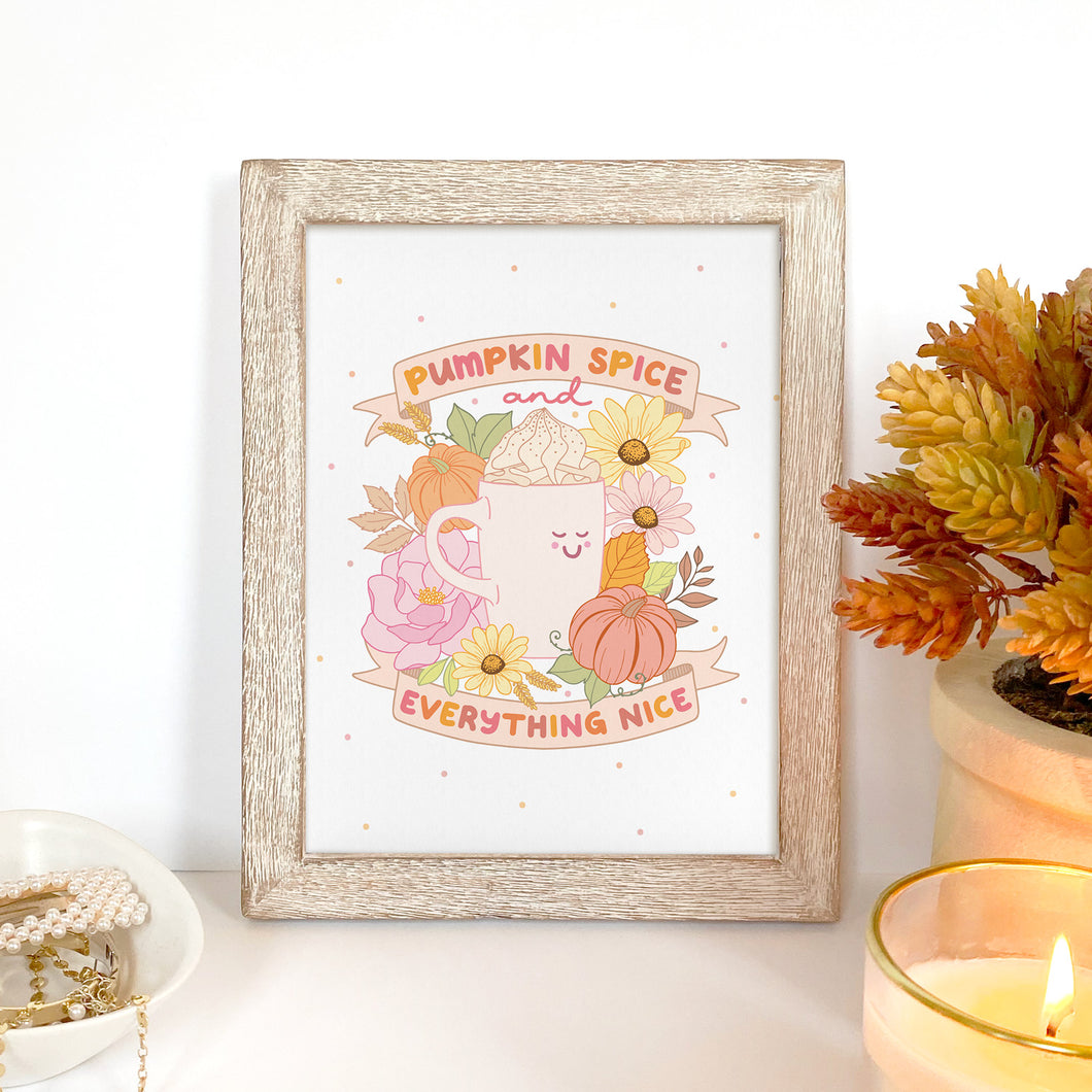 The Rosy Redhead Cute pumpkin Spice Fall art print