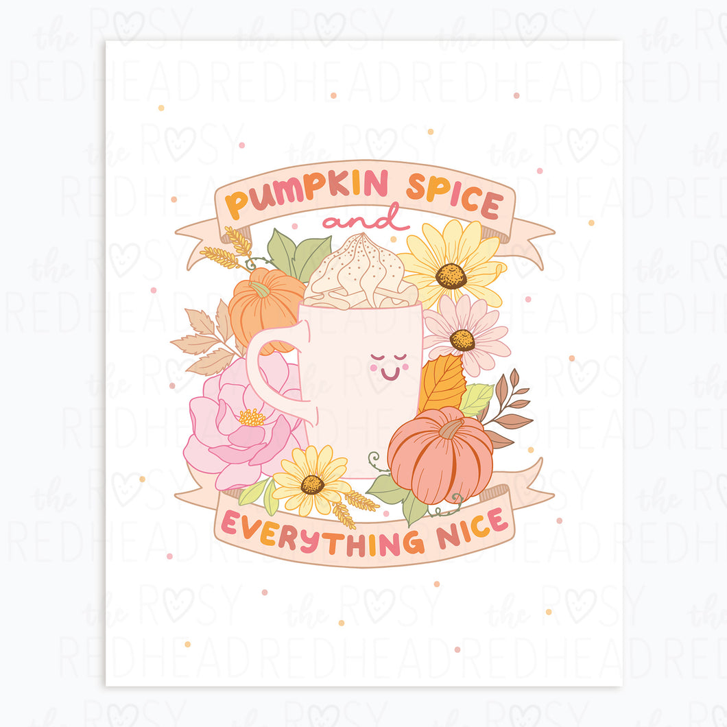 The Rosy Redhead Cute pumpkin Spice Fall art print