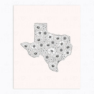 The Rosy Redhead-Art Print-Texas-Floral Illustration