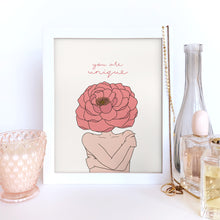 Load image into Gallery viewer, The Rosy Redhead-Self Love-Floral art-Gallery Wall Print