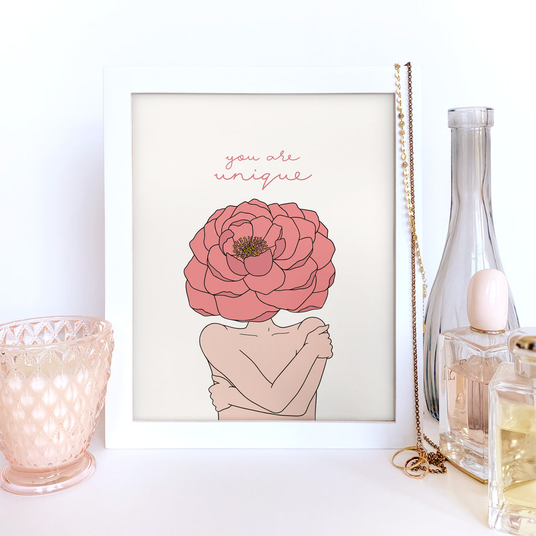 The Rosy Redhead-Self Love-Floral art-Gallery Wall Print