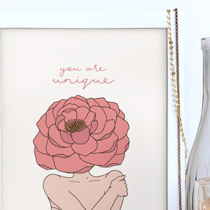 The Rosy Redhead-Self Love-Floral art-Gallery Wall Print