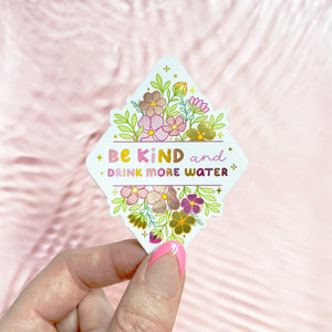 The Rosy Redhead Be Kind Drink Water Hydration waterproof sticker