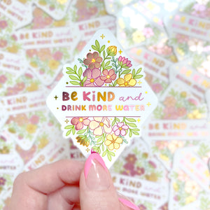 The Rosy Redhead Be Kind Drink Water Hydration waterproof sticker