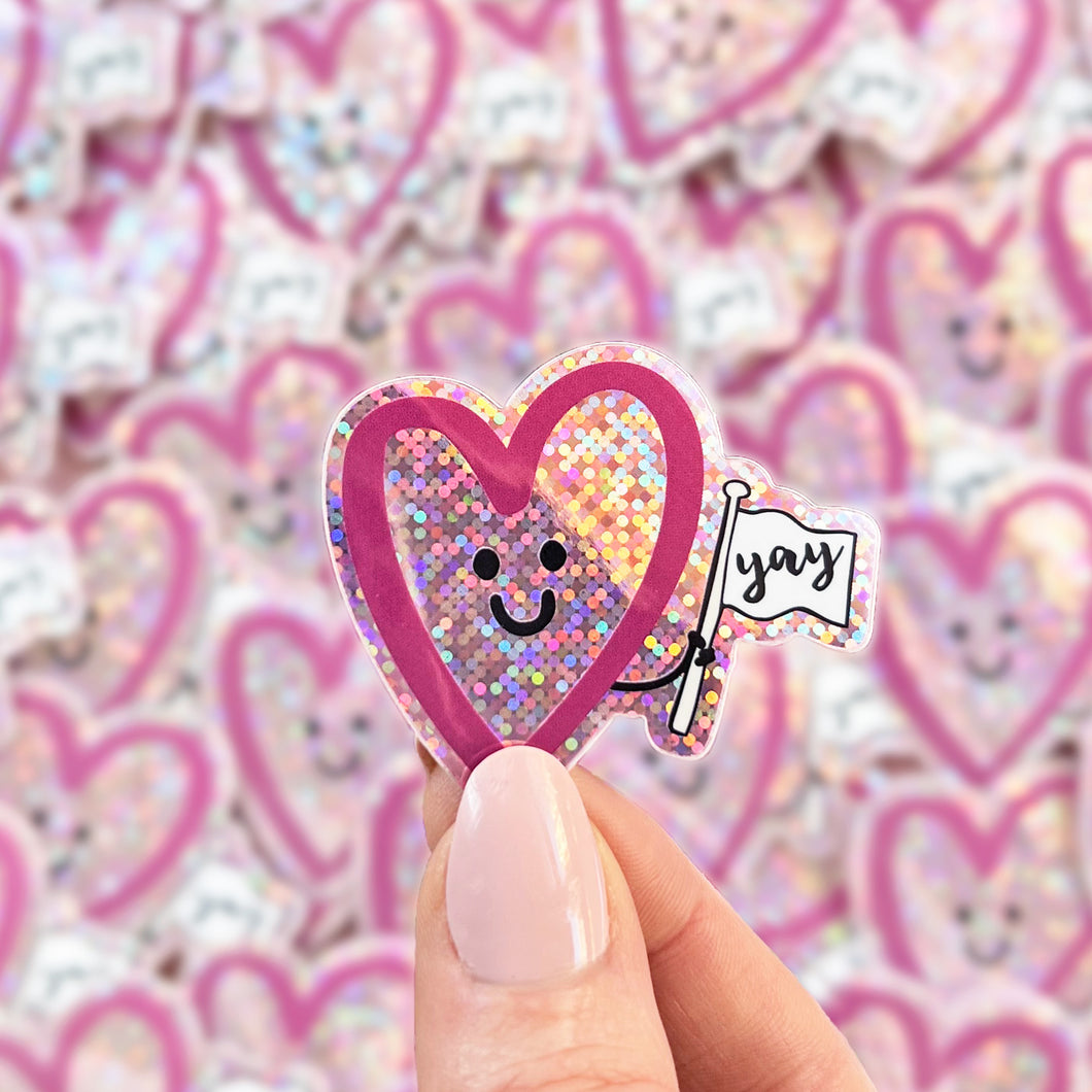 The Rosy Redhead-Glitter-Waterproof-heart-cute-sticker