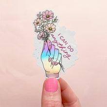 Load image into Gallery viewer, The Rosy Redhead-Waterproof Floral motivational holographic Sticker-I can do anything