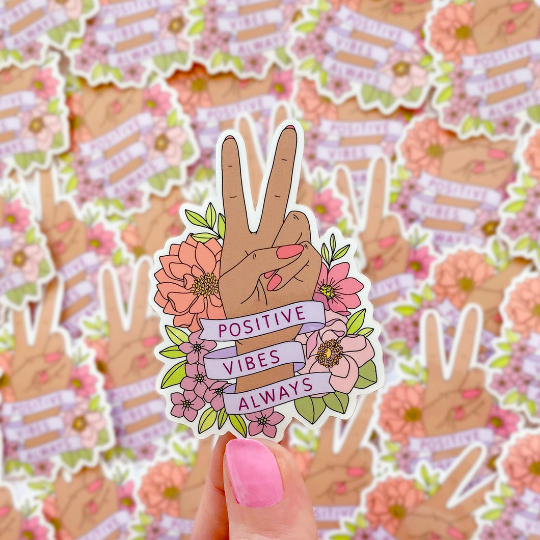The Rosy Redhead-Positive Vibes-Waterproof Floral Sticker