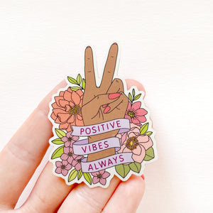 The Rosy Redhead-Positive Vibes-Waterproof Floral Sticker