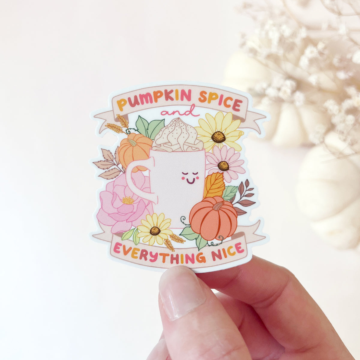 The Rosy Redhead Pumpkin Spice Cute waterproof sticker