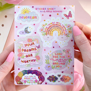 The Rosy Redhead-cute waterproof sticker sheet glitter