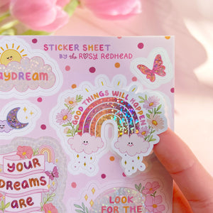 The Rosy Redhead-cute waterproof sticker sheet glitter