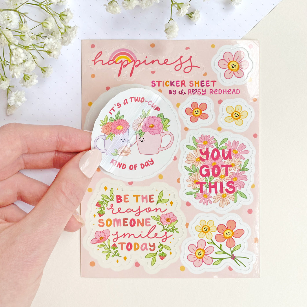 The Rosy Redhead Sticker Sheet Waterproof Happiness