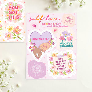 The Rosy Redhead Sticker Sheet Self Love