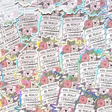 Load image into Gallery viewer, The Rosy Redhead Waterproof Holographic Sticker Proud