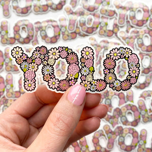 The Rosy Redhead-Waterproof-Floral sticker-YOLO