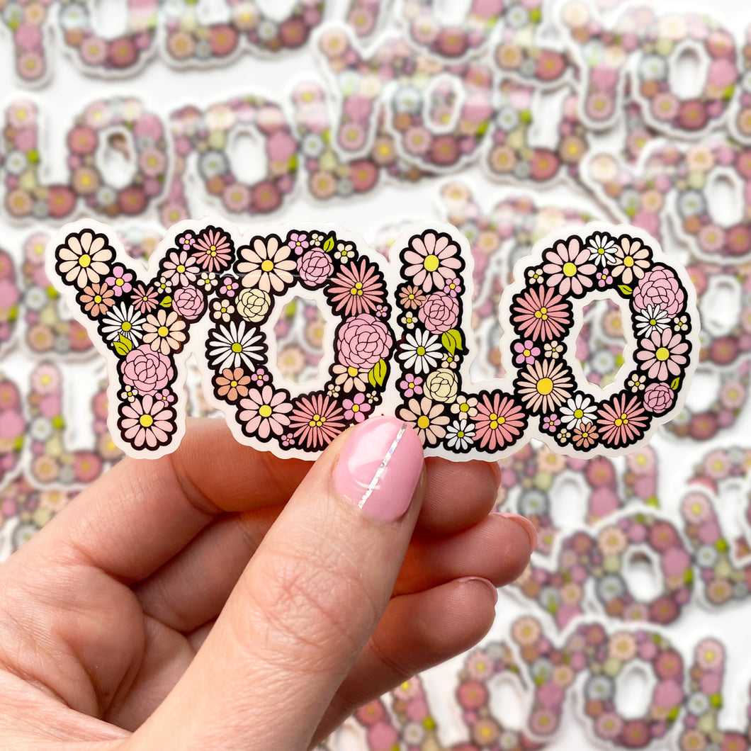 The Rosy Redhead-Waterproof-Floral sticker-YOLO
