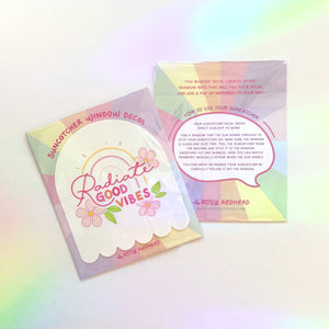 The Rosy Redhead Suncatcher Decal packaging