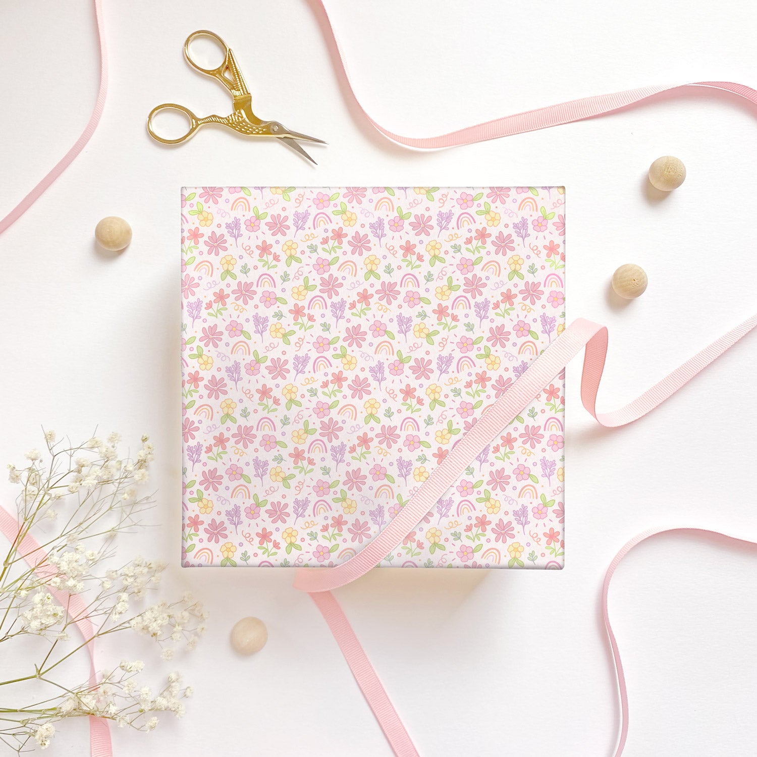 The Rosy Redhead  WRAPPING PAPER: Floral Funfetti Gift Wrap